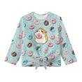 thumbnail image 4 of Xoenoiee Blue Guinea Pig Donut Print Girls Long Sleeve Shirts Crew Neck Tunic Tops Pullover Casual Front Tie Shirts for Gilrs Soft Comfy Blouses, 7-8 Year, 4 of 7