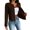 Brown, variant on Womens Cropped Lightweight Jackets Crew Neck Long Sleeve Lined Business Work Blazer Dressy Casual Solid Color Fall Cardigan