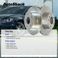 thumbnail image 3 of AutoShack Front & Rear Brake Rotors for Volkswagen, Jetta 2005-2010 GTI 2006-2010 Passat 2006-2008, FWD L4 1.8L 1.9L 2.0L L5 2.5L V6 3.6L - Silver Zinc Coated Drilled & Slotted - SilverShield Pro, 3 of 5