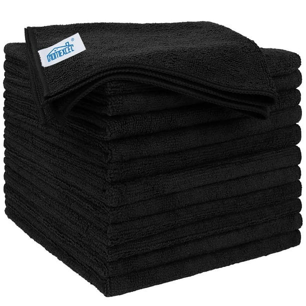 Paños de limpieza de microfibra HOMEXCEL, 16 x 16 cm, 12 unidades, color negro