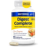 Enzymedica Digest Complete, Digestive Enzyme Supplement for Men & Women, Support for Gut Health, Eases Gas & Bloating, Vegan & Kosher- 90 Capsules