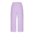 thumbnail image 3 of Womens Wide Leg Capri Pants Cotton Loose Fit Baggy Pants Summer Casual Elastic Waist Straight Lounge Pajama Pants, 3 of 6