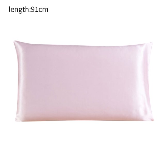 Funda de almohada de seda de morera Funda de almohada transpirable de 2 lados Funda de almohada de color sólido para la piel del cabello, Rosa, 51x91cm kenally HA003379-32