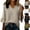 Beige #016, variant on Womens Gauze Tops Ruffle 3/4 Length Sleeve V Neck Shirts Dressy Casual Blouses Summer Cute Vacation Tops, L