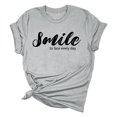 thumbnail image 4 of CUZIBR Ladies Tops Shirts For Women Summer Fashion Short Sleeve Round Neck Casual Letter Print Loose Fit Relaxed Breathable Lightweight Oversized Trendy Graphic Tee,Grey,XXL, 4 of 6