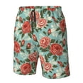 thumbnail image 6 of Uemuo Rose Flowers Pattern Men's Swim Trunks Hawaiian Beach Bathing Suit Swimsuits Beach Quick-Dry Shorts with Pockets-3X-Large, 6 of 9