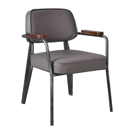Silver Tone Metal Enamel - Mason Contemporary Metal Dining Chair in Silver Brushed Gray with Gray Faux Leather Seat and Back