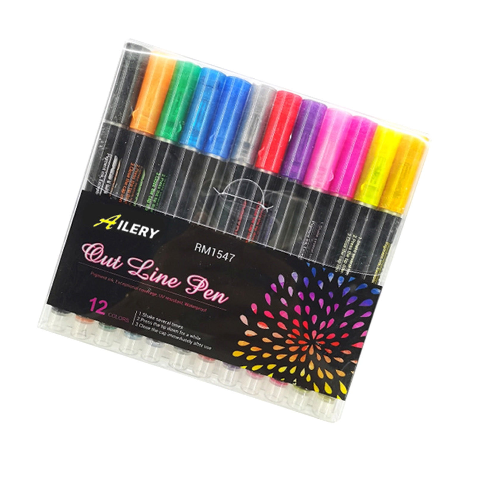 DTBPRQ Gel Pens, Colored Pencils 12 Colors Outline Markers Pens, Super  Squiggles Double Line Pen, Glitter Drawing Pens For Greeting Cards, Craft