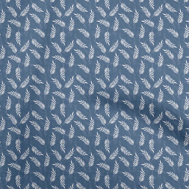 oneOone Velvet Medium Blue Fabric Leaves Craft Projects Decor Fabric Printed By The Yard 58 Inch Wide
