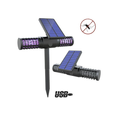 Large Glitter Lamp Solar Mosquito Killer Lamp Outdoor Waterproof Villa Yard Garden LED Light Lawn Camping Lamp Large Bug Zapper Light Whole Night Protect Lamp ()