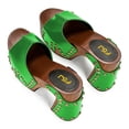 thumbnail image 4 of FSJ Women Platform Clogs Mules Open Toe Wooden Block High Heel Sandals Rivet Studded Chunky Slides Size 8 Green, 4 of 4