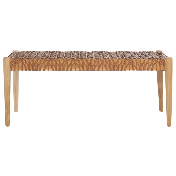 Safavieh Bandelier Cowhide Leather Bench, Rectangle, Rustic Indoor Seating, Light Brown