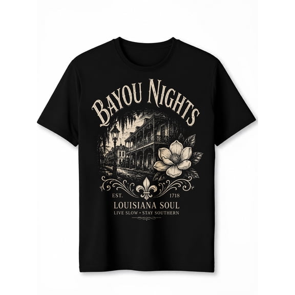 Bayou Nights Louisiana Soul Vintage Graphic Tee Southern Style Unisex Casual Wear Gift Cotton Men's Women's Tee Shirt