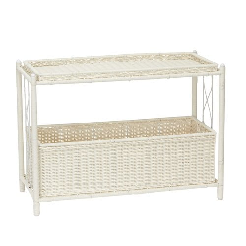 Household Essentials Resin Wicker Planter Stand, White