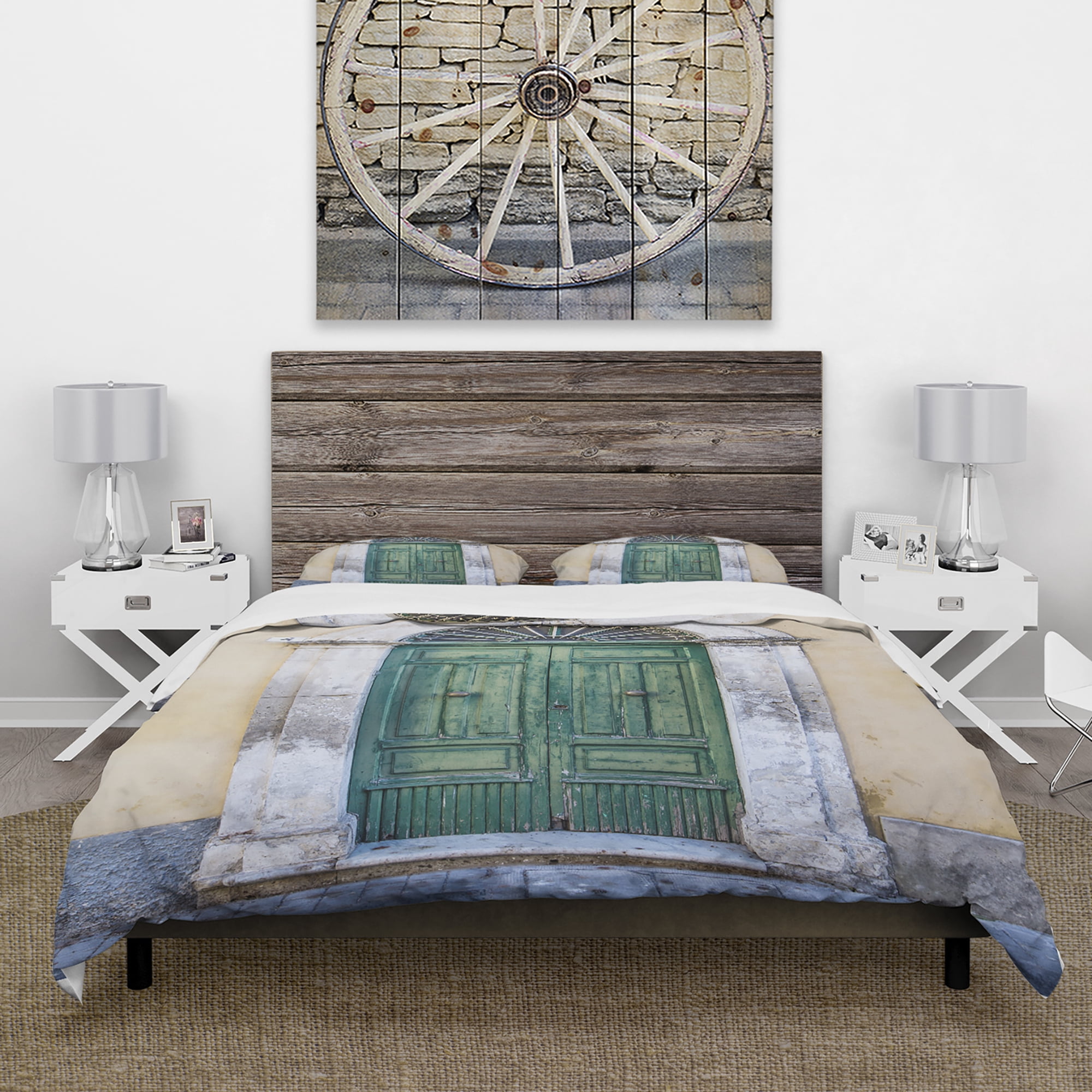 Designart 'Green Door in Sicily' Vintage Duvet Cover Set