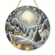thumbnail image 2 of Puntoco Letrero de madera circular con hermosa vista nocturna y nieve navideña, número de puerta, pintura en madera, decoración, jardín, porche, 2 of 6