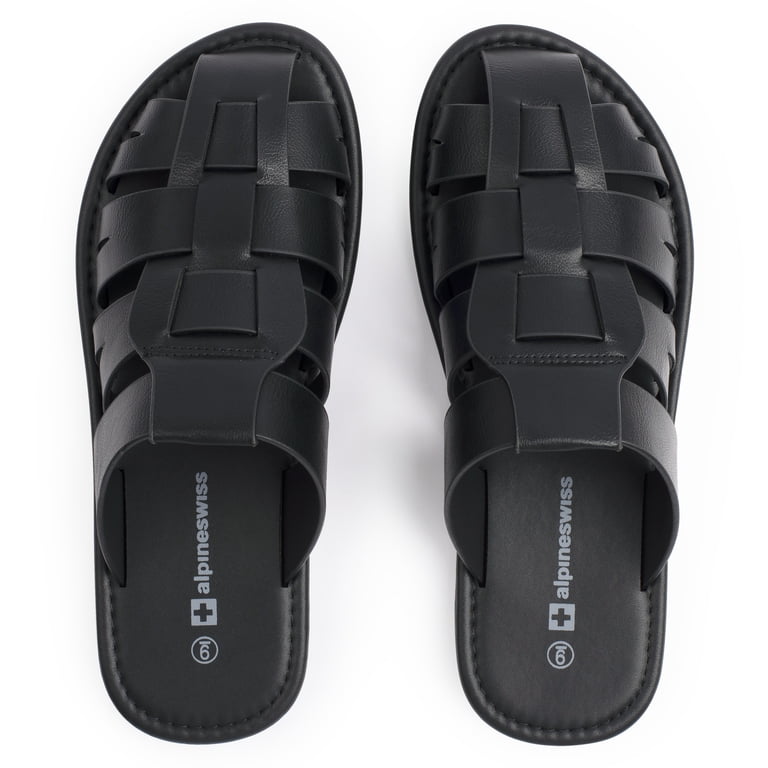 Alpine Swiss Marlin Mens Fisherman Slide Sandals Vegan Leather Dressy Sandals Alpine Swiss Marlin Mens Fisherman Slide Sandals Vegan  main image 3