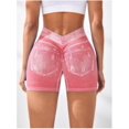 thumbnail image 3 of Women Sexy V Waist Denim Print Biker Shorts Back Ruched Butt Lifting Stretch High Waist Yoga Workout Athletic Shorts, 3 of 6