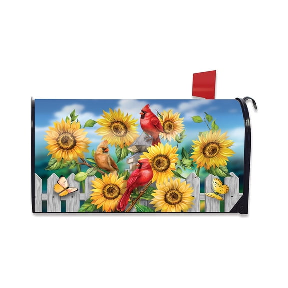 Briarwood Lane Summer Mailbox Cover - Standard Size - Cardinals and Sunflowers For Summer Mailbox Cover