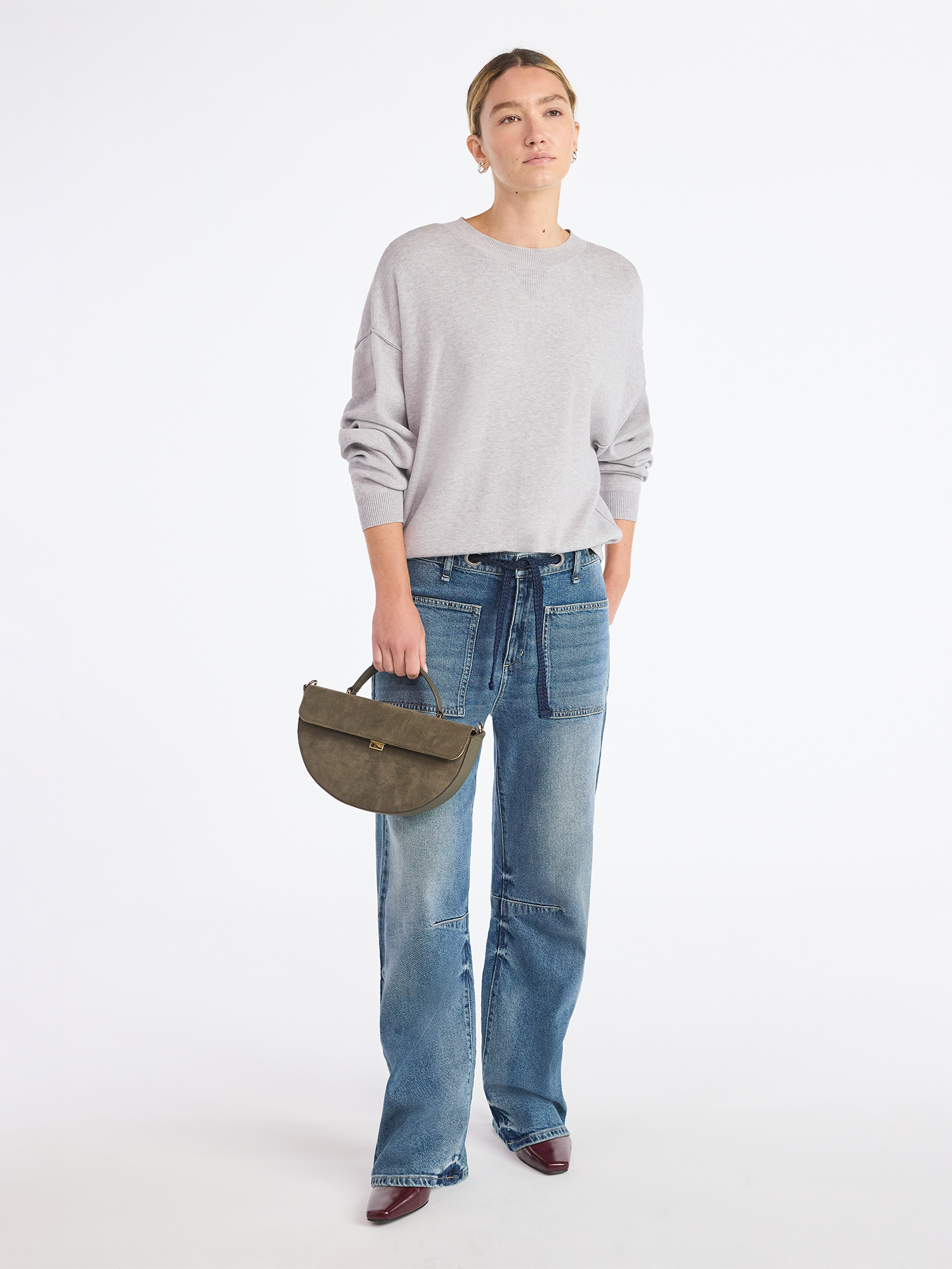 Scoop Women's and Women’s Plus High Rise Darted Barrel Jeans with Rope Belt, Sizes 0-26W