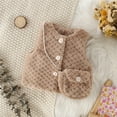 thumbnail image 2 of Lenpel Newborn Baby Girl Clothes Fuzzy Warm Button down Sleeveless Jacket Fall Winter Fleece Vest with Bag, 2 of 3