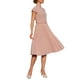 thumbnail image 4 of Vestido plisado para mujer Inspire Chic con cuello simulado, mangas cortas, ceñido a la cintura, estilo A, color rosa, 4 of 5