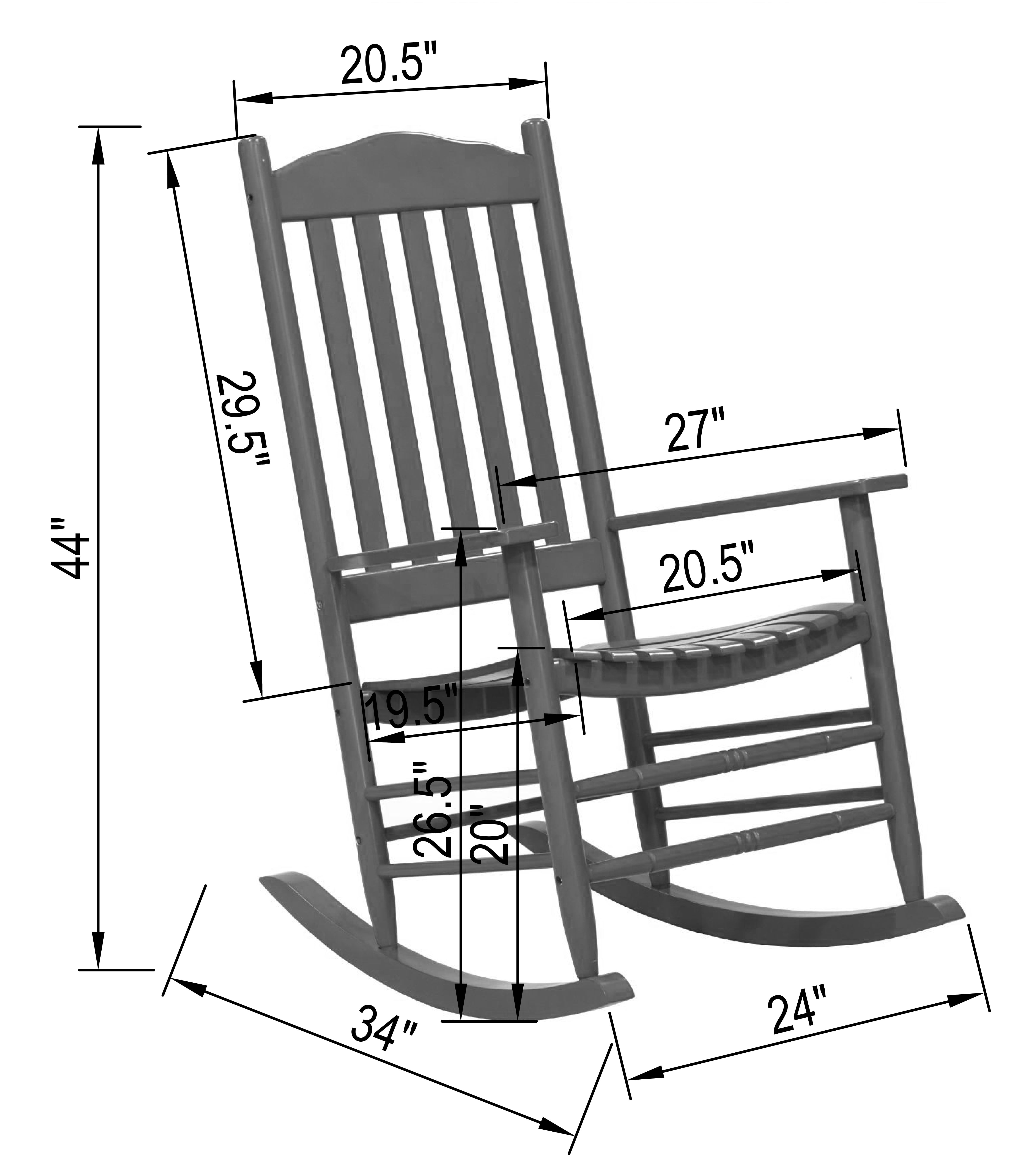 Donglin Wood Slat Back & High Back Rocking Chair, Brown