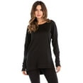 thumbnail image 1 of Women's New Solid Color Round Neck Pullover Long Sleeve Front Short Back Slit Dress Ladies Mid-Length T, 1 of 2