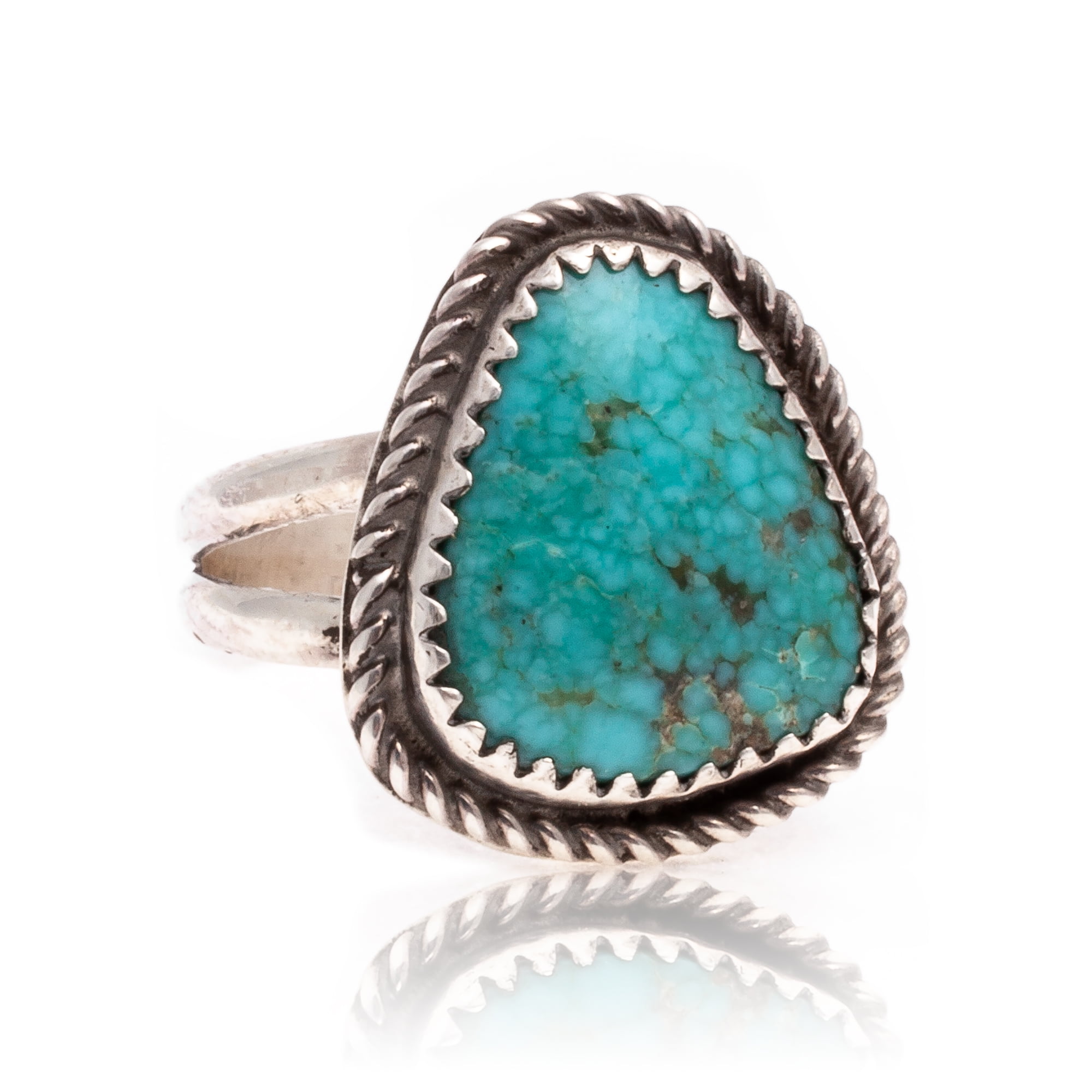 Natural Turquoise .925 Sterling Silver Certified Authentic Navajo Native American Handmade Ring