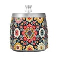 thumbnail image 7 of Yayeee Ashtray with Lid for Cigarette Smokeless Stainless Steel Home Ash Holder, Colorful Floral Pattern, 7 of 7