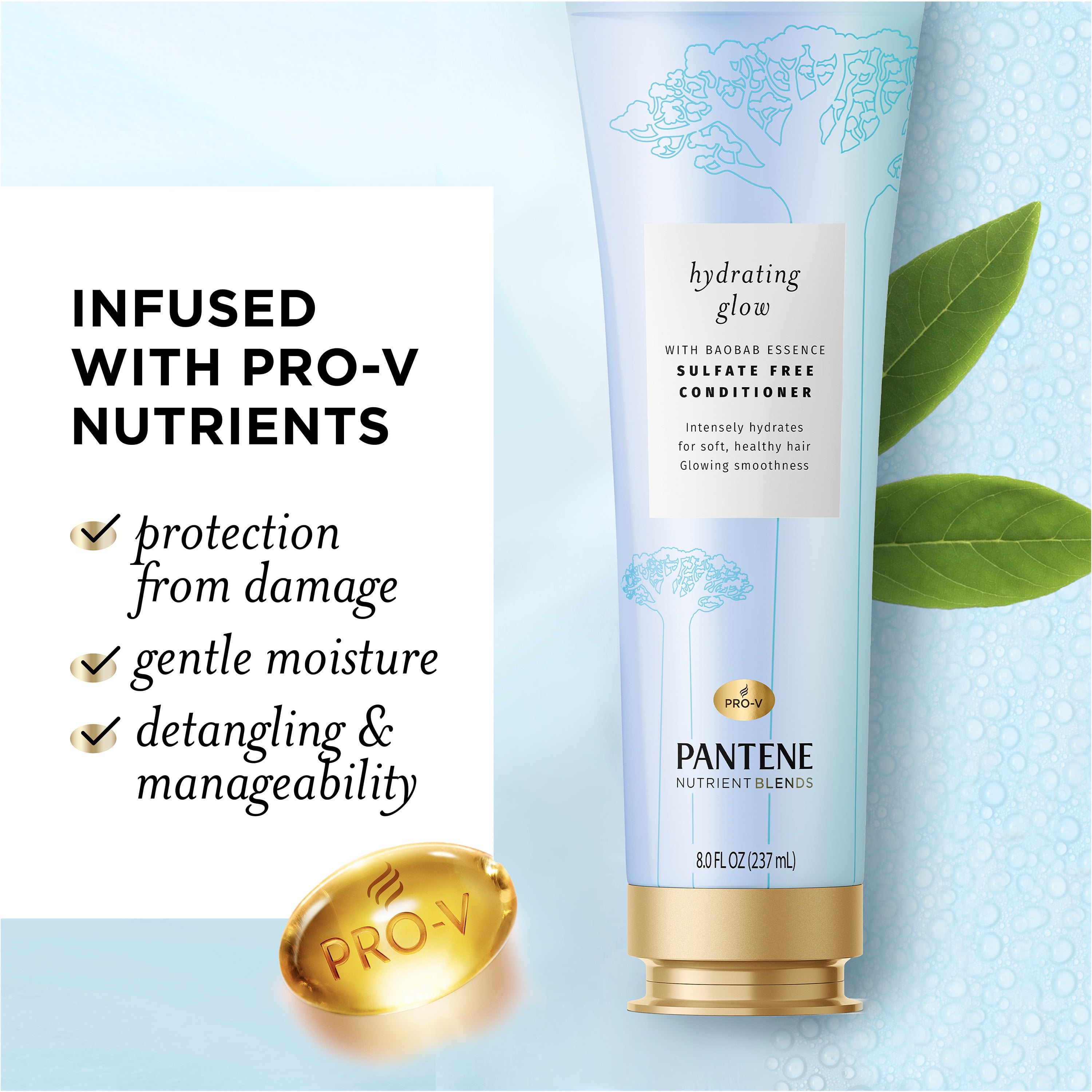 Pantene SulfateFree Conditioner, Nutrient Blends, Baobab Essence, For ColorTreated Hair, 8.0 fl oz  (图5)