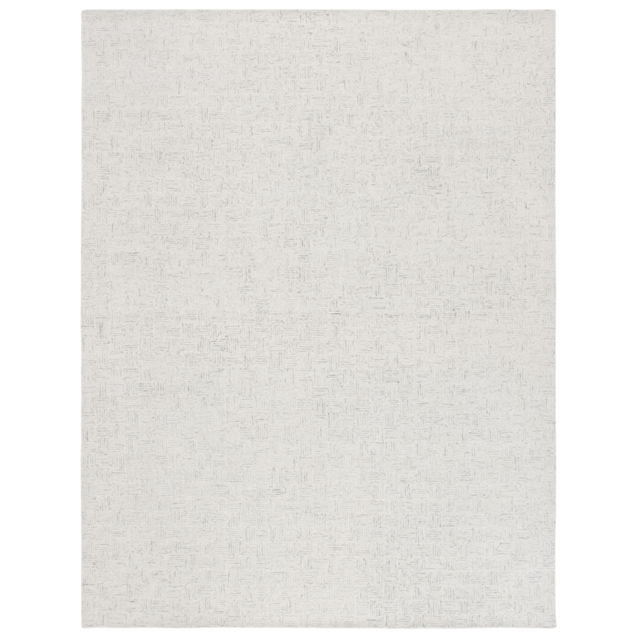 SAFAVIEH Micro-Loop Charlotte Geometric Solid Wool Area Rug, Light Grey/Ivory, 4' x 6'