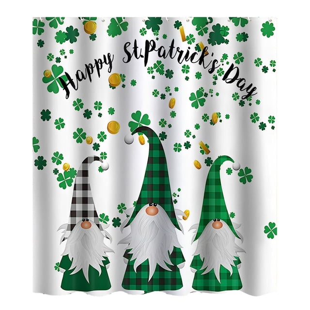 St Patricks Day Shower Curtain 70x78 Inches Waterproof Bathroom Decor With 12 Hooks No Punch Holes Needed For Bath Tub