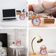 thumbnail image 2 of SQCLV Reloj despertador retro de 3,15 pulgadas con dos campanas, funciona con pilas, silencioso, sin tictac, para mesita de noche, analógico, con luz de fondo, color naranja, 12 x 8 x 5 cm, 2 of 5