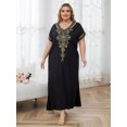 thumbnail image 6 of Edolynsa Plus Size Moroccan Kaftan Dress for Women Embroidery Caftan Tunic Maxi Beach Dresses Bathing Suit Cover up Sleepwear, 6 of 10