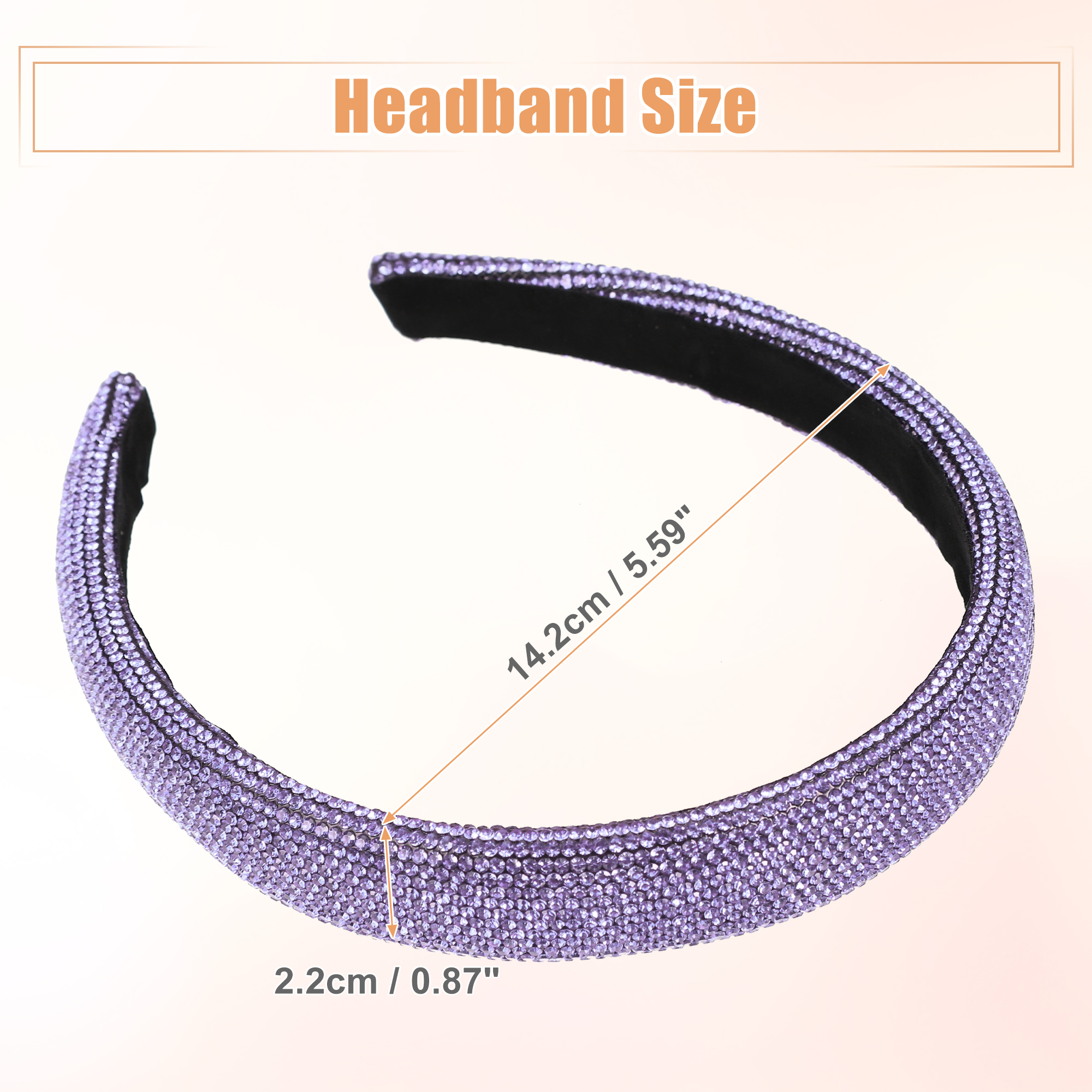 Unique Bargains Simplicity Rhinestone Wide-brimmed Headband Purple