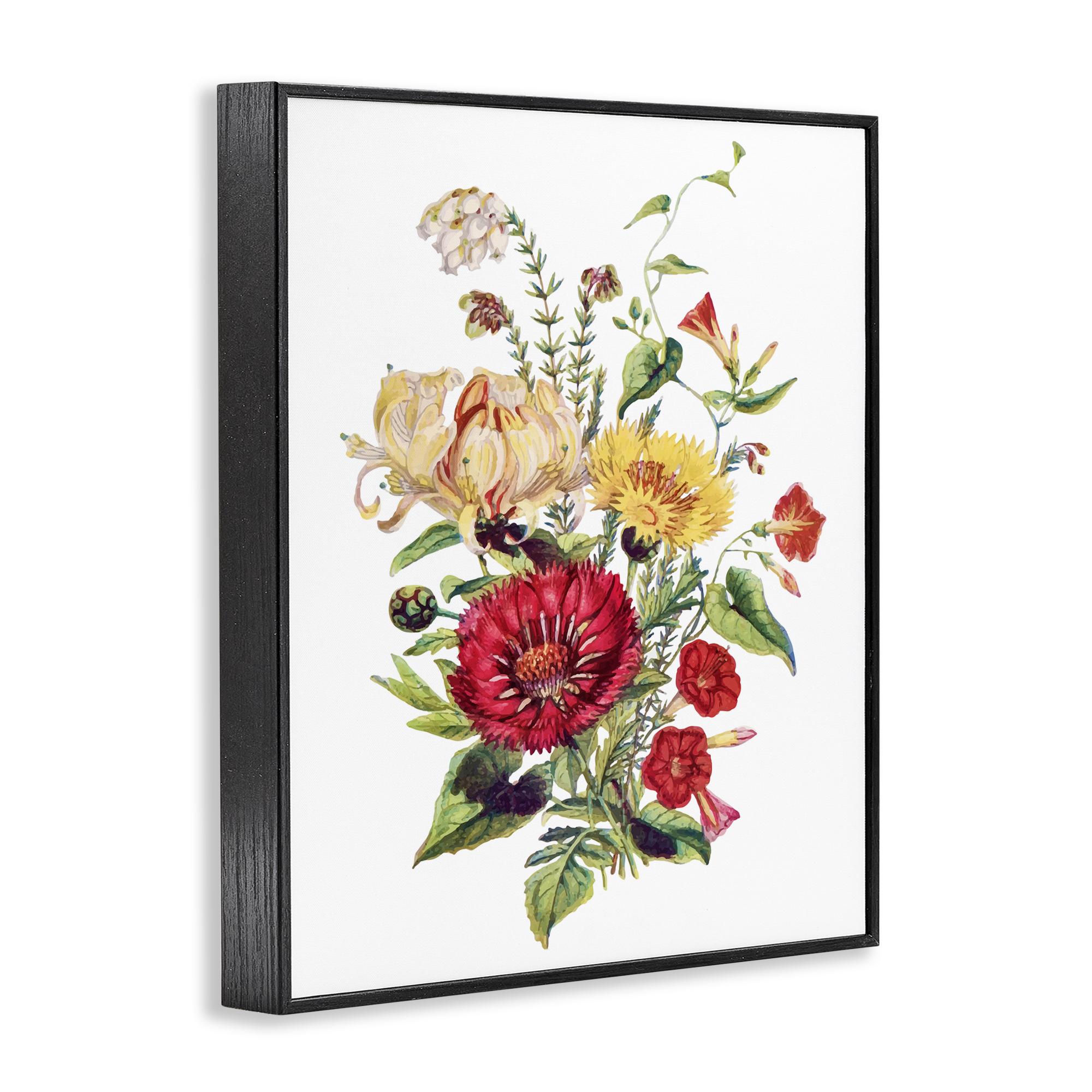 Bundle Of Wild Florals Black Framed Giclee Art, design by Lettered and Lined