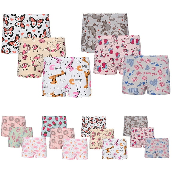 Esaierr Girls'Underwear for Baby Kids Soft Shorts Panties Comfort Cotton Knickers Underwear Little Girls Assorted Boyshort Panties 1-9Years (Pack of 3)
