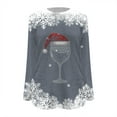 thumbnail image 2 of Christmas Sweaters for Women Fair Isle Crew Neck Sweater with Double Faced Velvet Print Fall Winter Business Casual Outfits Pullover Knit Tops, 2 of 4