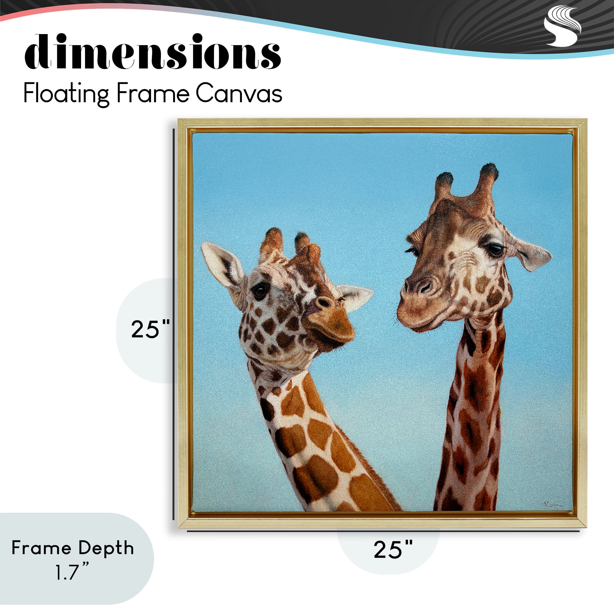 Stupell Industries Romantic Soulmate Giraffes Gold Framed Floater Canvas Wall Art, design by Lucia Heffernan