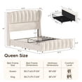 thumbnail image 2 of Aphthongs Queen Upholstered Bed Frame with 54'' Wingback Headboard, Velvet Tufted Storage Bed Frame with 4 Drawers, Sturdy Wooden Slats Support, No Box Spring Needed, Beige, 2 of 10