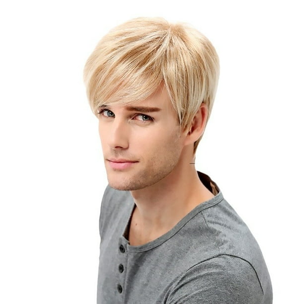 Peluca sintética corta rubia de 30,5 cm para hombre