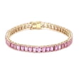 thumbnail image 3 of 925 Silver Lab Pink Sapphire Octagon (5x3mm) Tennis Bracelet,14K Gold Plated Lab Sapphire Bracelet Lab Sapphire Bracelet,Valantine Tennis, 3 of 3
