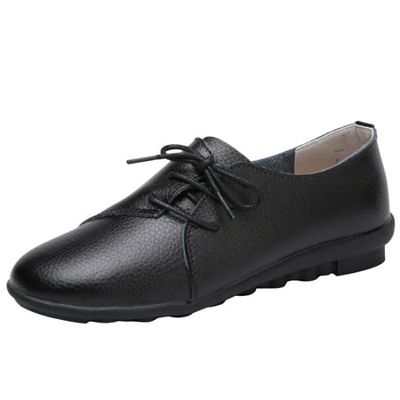 

Women s Shoes Solid Color Lace-up Flat Shoes Single Shoes Casual Shoes Pu casual shoes for Women Black