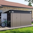 thumbnail image 6 of Clouddwell 12ft x 8ft Heavy-Duty Metal Storage Shed with 3 Doors, Lockable Lean-To Design, Weatherproof for Garden & Tools (Brown), 6 of 9