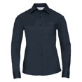 thumbnail image 1 of Russell Collection- Camisa de manga larga de popelín y poliéster/algodón de fácil cuidado para mujer (Azul marino), 1 of 2
