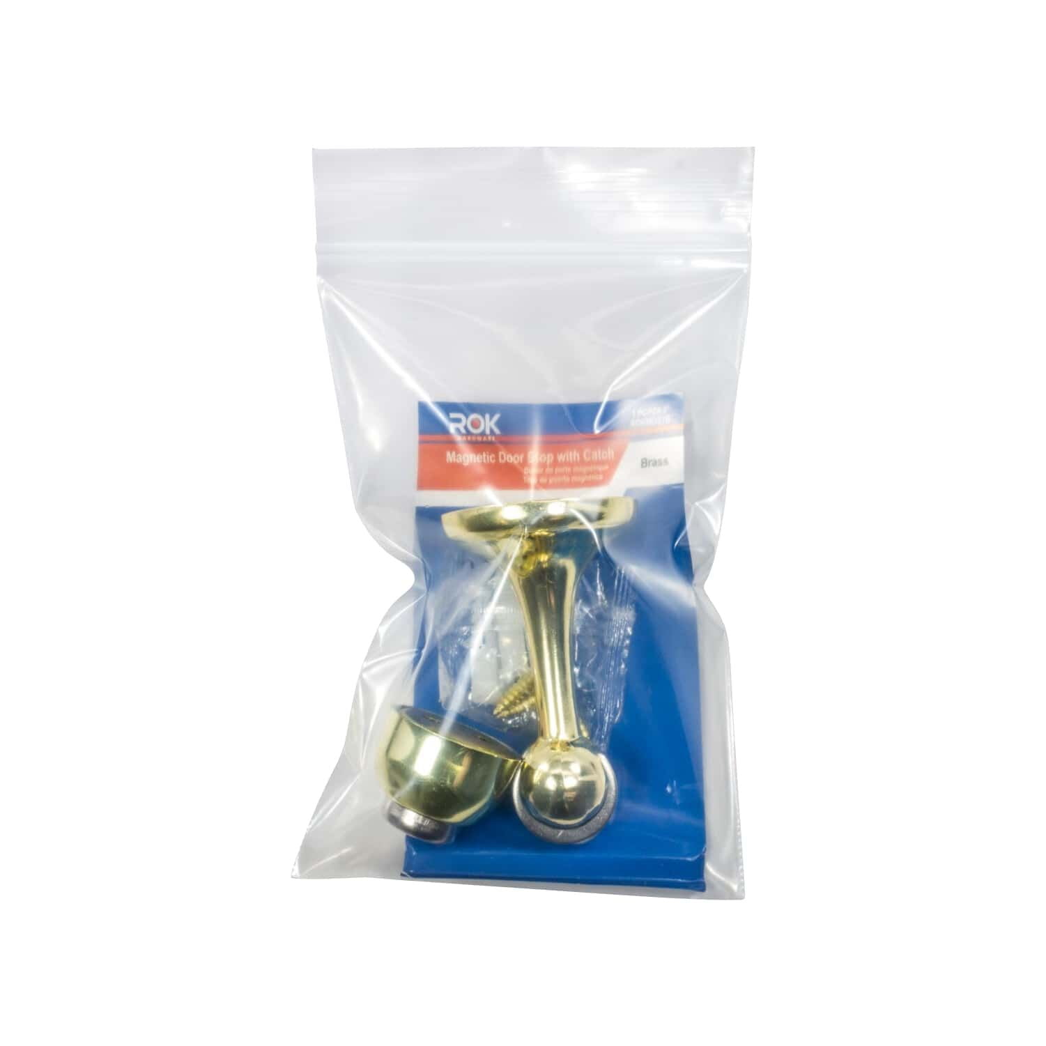 Rok 5-Pack Steel Door Stop with Magnetic Catch, Brass