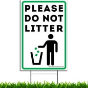 Please Do Not Litter Yard Sign 9"x12" - Corrugated Plastic, Double-Sided Print, Waterproof, UV Inks, H-Stake Included - Made in The USA