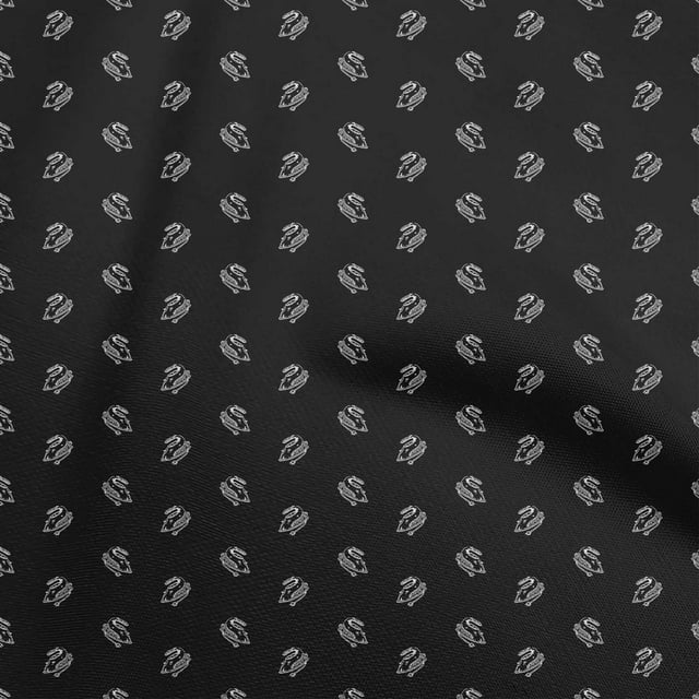 oneOone Tissu Polyester Spandex Noir Rétro Minimal Fer Matériel de Robe Tissu Imprimé Tissu au Mètre 56 Pouces de Large