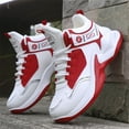 thumbnail image 4 of Men'S High-Top Sneakers - Lightweight Running Shoes with Non-Slip Rubber Sole, White & Red Accent  Hiking, Everyday - All-Season Lace-Up Gym Shoes for Men,, Sporty Look, Durable Construction, 4 of 8